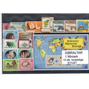 Gibraltar Samling - 1 Miniark - 15 Stk. Stemplet/Ustemplet