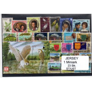 Jersey Samling - 1 Miniark -23 stk. Stempler/Ustemplet
