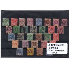 Straits Settelment Samling - 30 Stk. Stemplet/Ustemplet