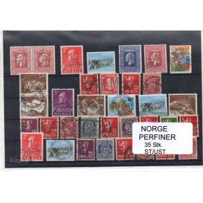 Norge Perfiner 35 stk. Stemplet/Ustemplet