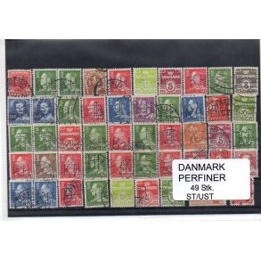 Danmark Perfiner 49 stk. Stemplet/Ustemplet