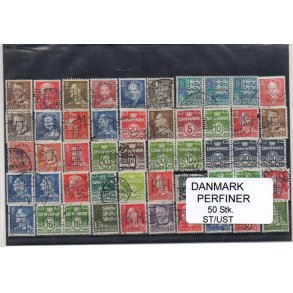 Danmark Perfiner 50 stk. Stemplet/Ustemplet