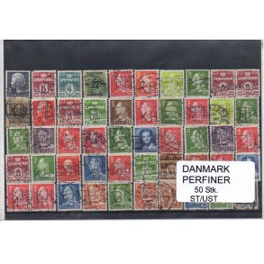 Danmark Perfiner 50 stk. Stemplet/Ustemplet