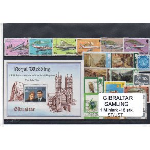 Gibraltar Samling - 1 Miniark -18 Stk. Stemplet/Ustemplet