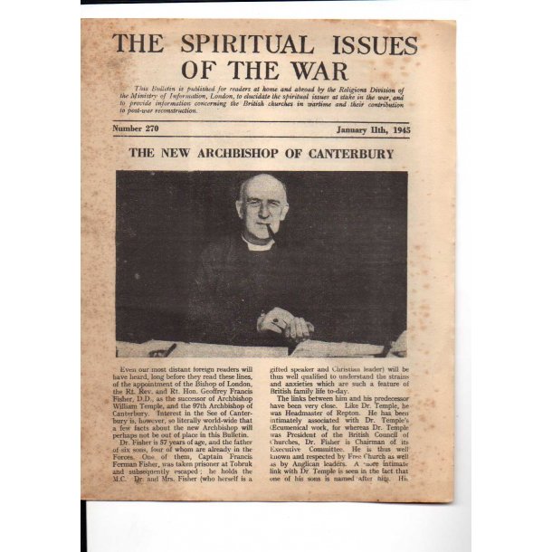The Spiritual issues of The War - 1945