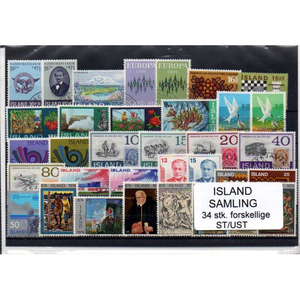 Island Samling 34 forskellige Stemplet/Ustemplet