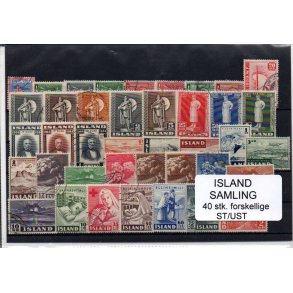 Island Samling - 40 forskellige Stemplet/Ustemplet