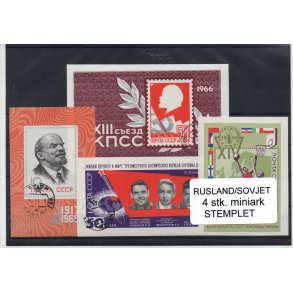 Sovjet - 4 Stk. Miniark Stemplet