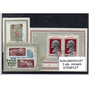 Sovjet - 3 Stk. Miniark Stemplet