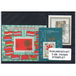 Sovjet - 3 Stk. Miniark Stemplet