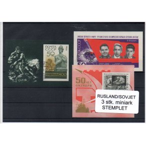 Sovjet - 3 Stk. Miniark Stemplet