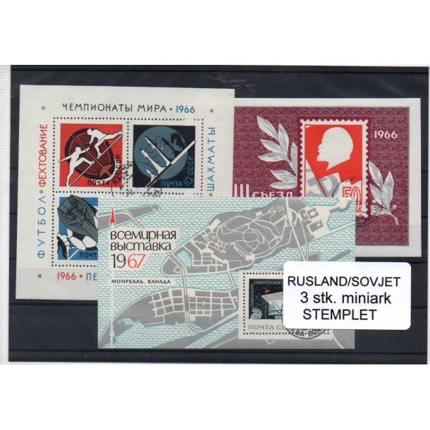 Sovjet - 3 Stk. Miniark Stemplet