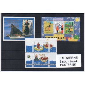 F&aelig;r&oslash;erne - 3 Stk. Miniark - Postfrisk