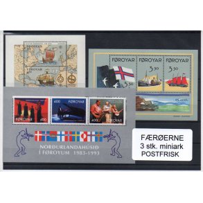 F&aelig;r&oslash;erne - 3 Stk. Miniark - Postfrisk