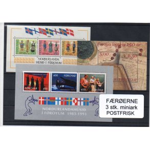 F&aelig;r&oslash;erne - 3 Stk. Miniark - Postfrisk