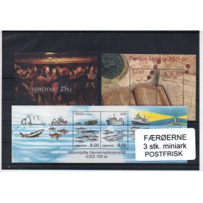 F&aelig;r&oslash;erne - 3 Stk. Miniark - Postfrisk