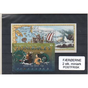 F&aelig;r&oslash;erne - 2 Stk. Miniark - Postfrisk