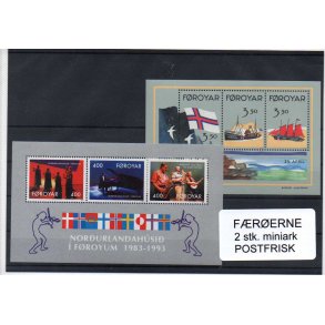 F&aelig;r&oslash;erne - 2 Stk. Miniark Postfrisk