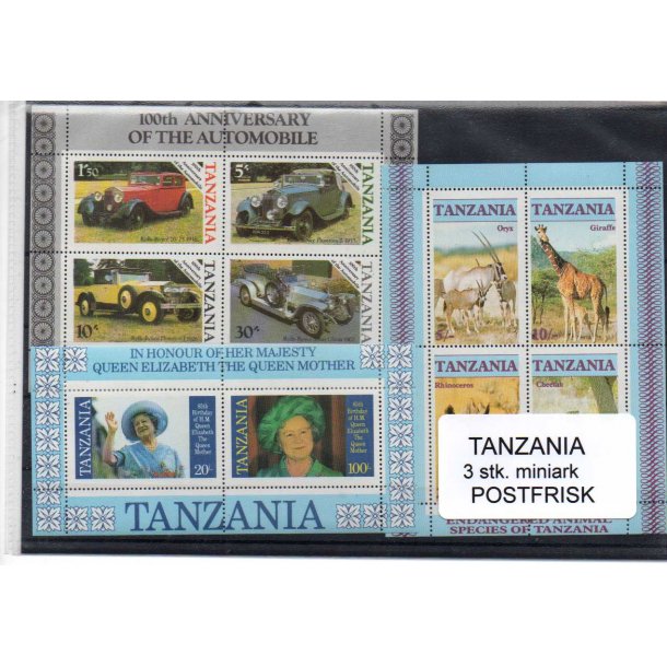 Tanzania - 3 Stk. Miniark Postfrisk