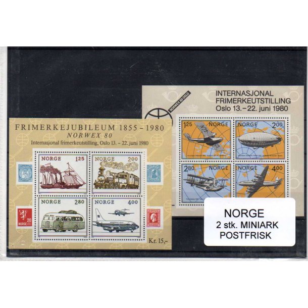 Norge - 2 stk. Miniark AFA 816 - 828 - Postfrisk