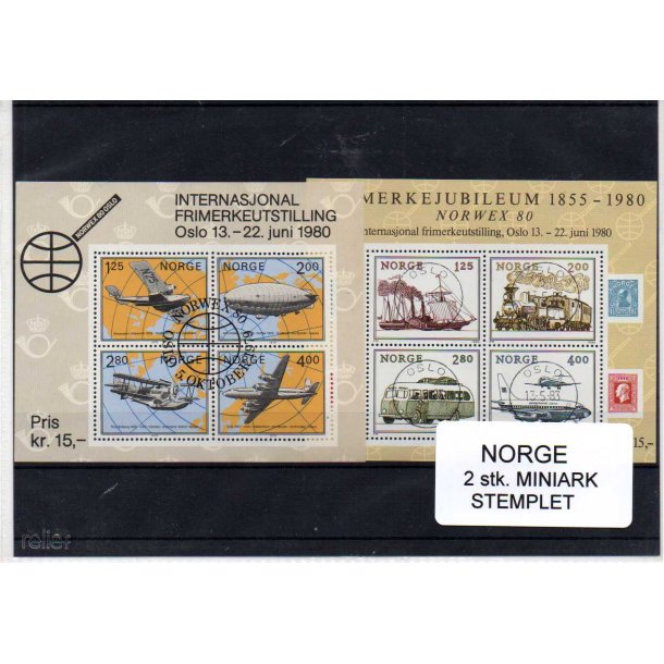 Norge - 2 stk. Miniark AFA 816 - 828 - Stemplet