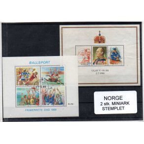 Norge - 2 stk. Miniark AFA 1001-4 - 996 - Stemplet