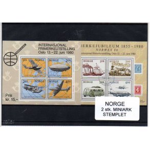 Norge - 2 Stk. Miniark 816 - 828 - Stemplet