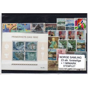 Norge Samling - 23 Stk. forskellige + 1 Miniark - Stemplet