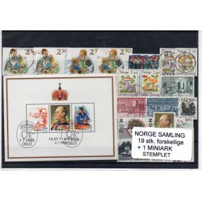 Norge Samling - 19 Stk. forskellige + 1 Miniark - Stemplet