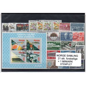 Norge Samling - 21 Stk. forskellige + 1 Miniark - Stemplet