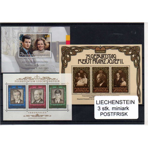 Lichtenstein - 3 Miniark . Postfrisk