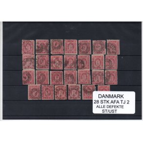 Danmark - 28 Stk AFA TJ 2 - ALLE DEFEKTE - Stemplet
