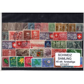 Schweiz Samling - 40 stk stemplet/Ustemplet