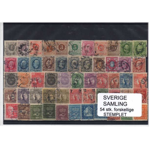 Sverige Samling 54 Stk Forskellige Stemplet