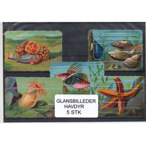 Glansbilleder - Havdyr 5 Stk -. Reklame for F. Joachlmsens Kaffe