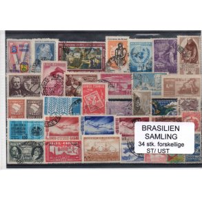 Brasilien Samling 34 Stk. Stemplet/Ustemplet