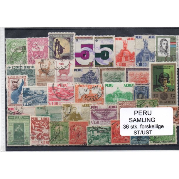 Peru Samling - 36 Stk. forskellige Stemplet/Ustemplet