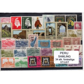Peru Samling - 34 Stk. forskellige Stemplet/Ustemplet
