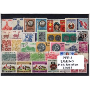 Peru Samling - 34 Stk. forskellige Stemplet/Ustemplet