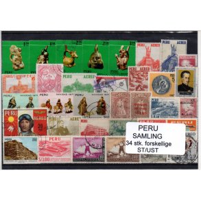 Peru Samling - 34 Stk. forskellige Stemplet/Ustemplet
