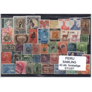 Peru Samling - 42 Stk. forskellige Stemplet/Ustemplet