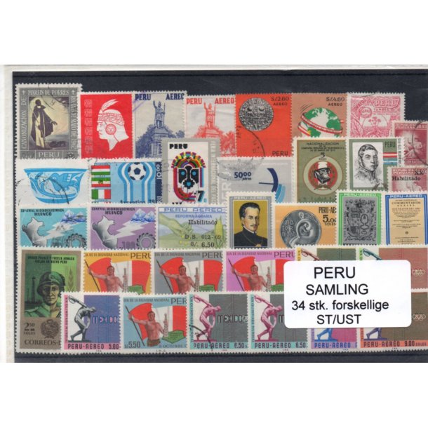 Peru Samling - 34 Stk. forskellige Stemplet/Ustemplet