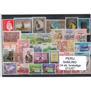 Peru Samling - 34 Stk. forskellige Stemplet/Ustemplet