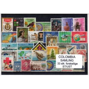 Colombia Samling - 33 Stk. forskellige Stemplet/Ustemplet