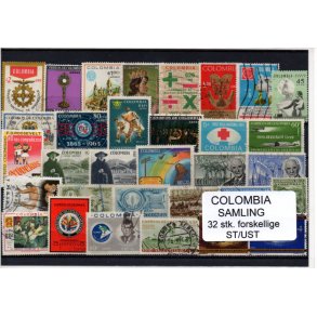 Colombia Samling - 32 Stk. forskellige Stemplet/Ustemplet