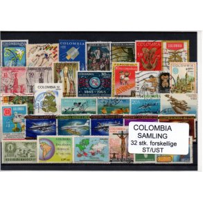 Colombia Samling - 32 Stk. forskellige Stemplet/Ustemplet
