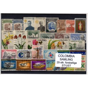 Colombia Samling - 29 Stk. forskellige Stemplet/Ustemplet