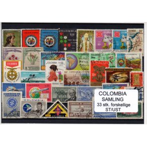 Colombia Samling - 33 Stk. forskellige Stemplet/Ustemplet