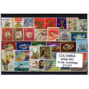 Colombia Samling - 33 Stk. forskellige Stemplet/Ustemplet