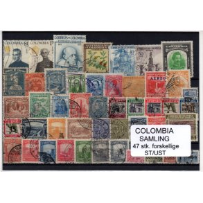 Colombia Samling - 47 Stk. forskellige Stemplet/Ustemplet